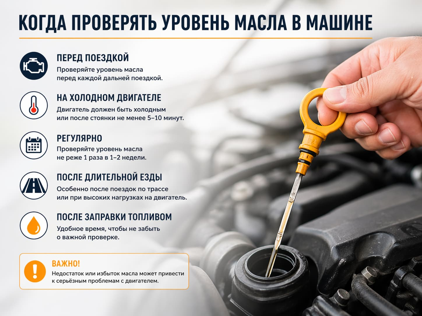 Когда проверять уровень масла в машине